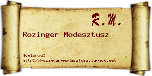 Rozinger Modesztusz névjegykártya